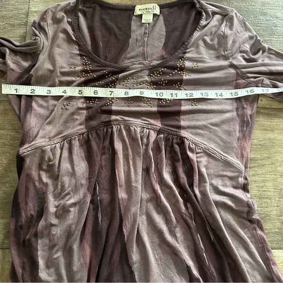 One World purple tie dye lace bell sleeve bohemian top - Picture 7 of 8